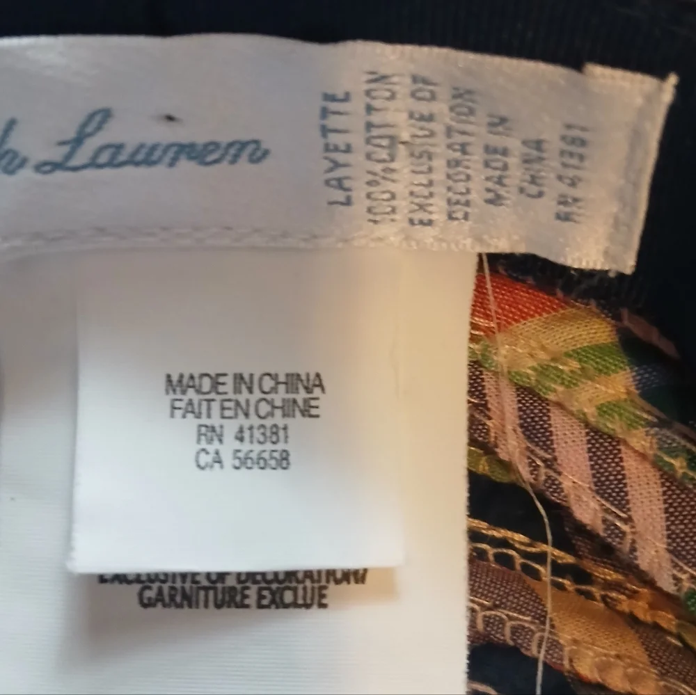 Kids Ralph Lauren Bucket Hat Bonnet with Chin Tie Patchwork Cottage Core Preppy